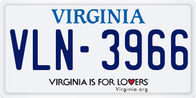 VA license plate VLN3966