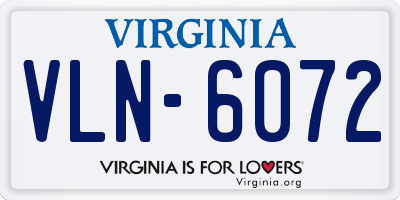 VA license plate VLN6072