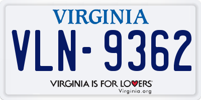 VA license plate VLN9362