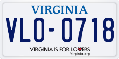 VA license plate VLO0718