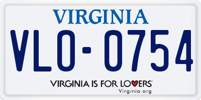 VA license plate VLO0754