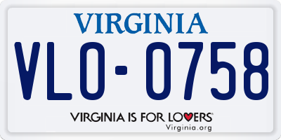 VA license plate VLO0758