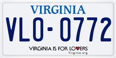 VA license plate VLO0772