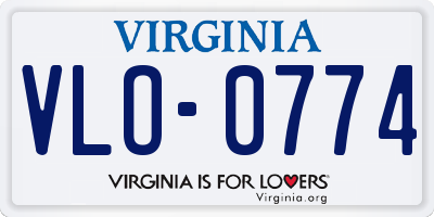 VA license plate VLO0774