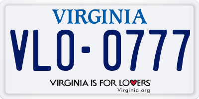 VA license plate VLO0777