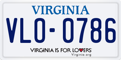 VA license plate VLO0786