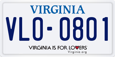 VA license plate VLO0801