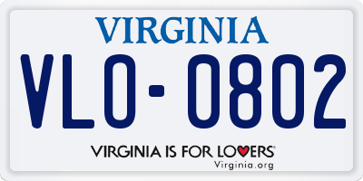 VA license plate VLO0802