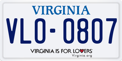 VA license plate VLO0807