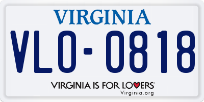 VA license plate VLO0818