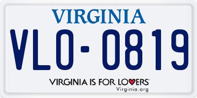 VA license plate VLO0819