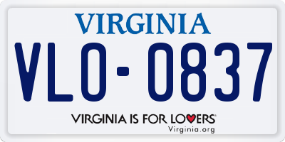 VA license plate VLO0837