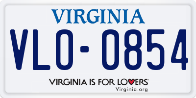 VA license plate VLO0854