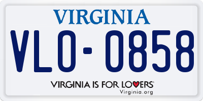 VA license plate VLO0858