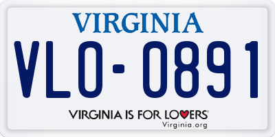 VA license plate VLO0891