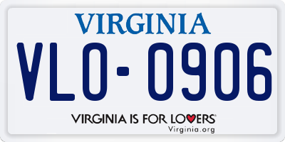 VA license plate VLO0906