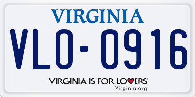 VA license plate VLO0916