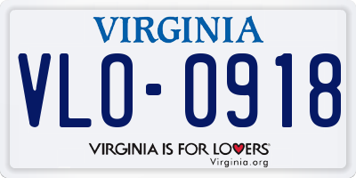 VA license plate VLO0918