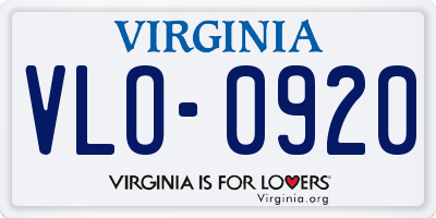 VA license plate VLO0920