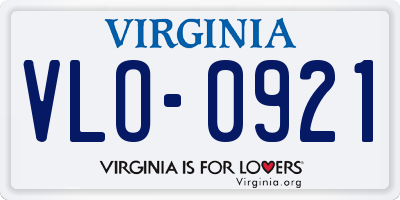 VA license plate VLO0921