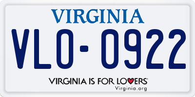 VA license plate VLO0922