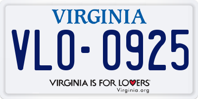 VA license plate VLO0925