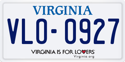 VA license plate VLO0927