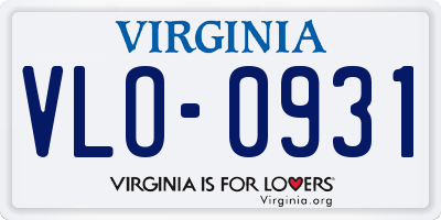 VA license plate VLO0931