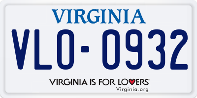 VA license plate VLO0932