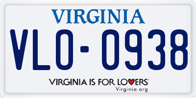 VA license plate VLO0938