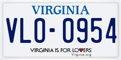 VA license plate VLO0954