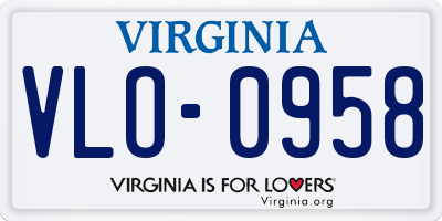 VA license plate VLO0958