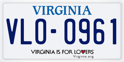 VA license plate VLO0961