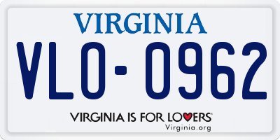 VA license plate VLO0962