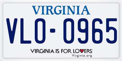 VA license plate VLO0965