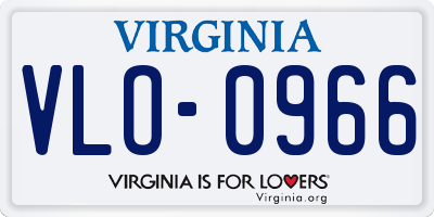 VA license plate VLO0966