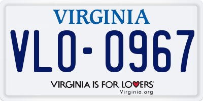 VA license plate VLO0967