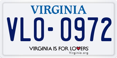 VA license plate VLO0972