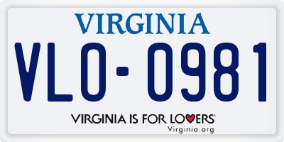 VA license plate VLO0981