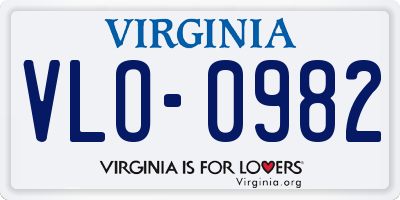 VA license plate VLO0982