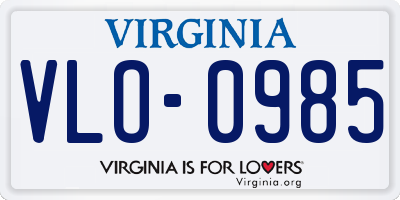 VA license plate VLO0985