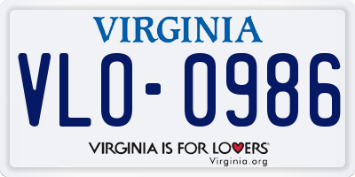 VA license plate VLO0986