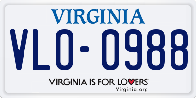 VA license plate VLO0988