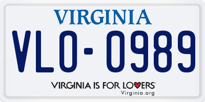 VA license plate VLO0989