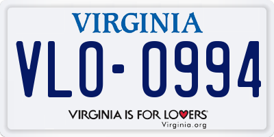 VA license plate VLO0994