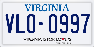 VA license plate VLO0997