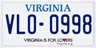 VA license plate VLO0998