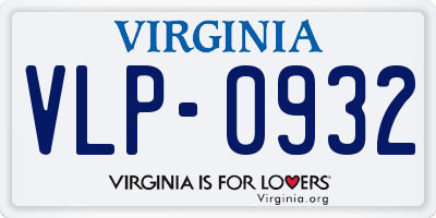 VA license plate VLP0932