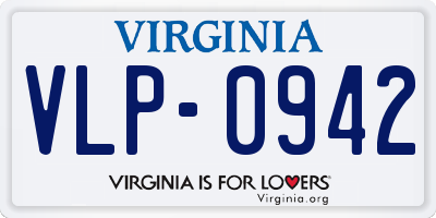 VA license plate VLP0942
