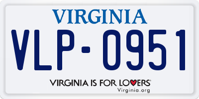 VA license plate VLP0951